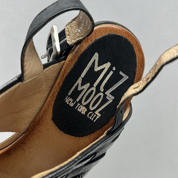 Miz Mooz Constance Sandals Shoes Open Toe Ankle Strap Braided Leather Black US 7 - Picture 8 of 9